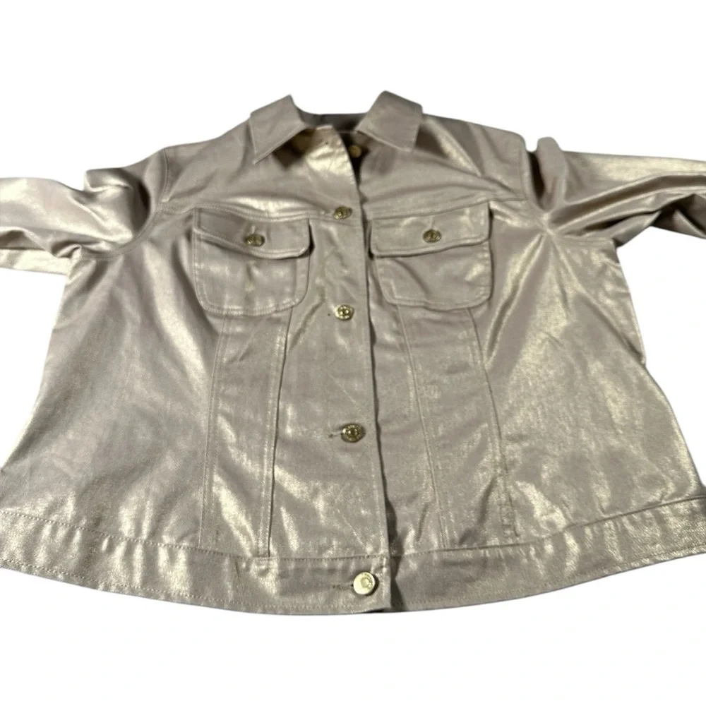 Lauren Jeans Co Ralph Lauren Metallic Gold Jean Style Jacket Women’s 1X - Picture 8 of 8